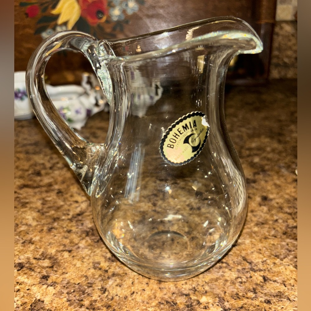 Crystalex Bohemia handmade small glass pitcher